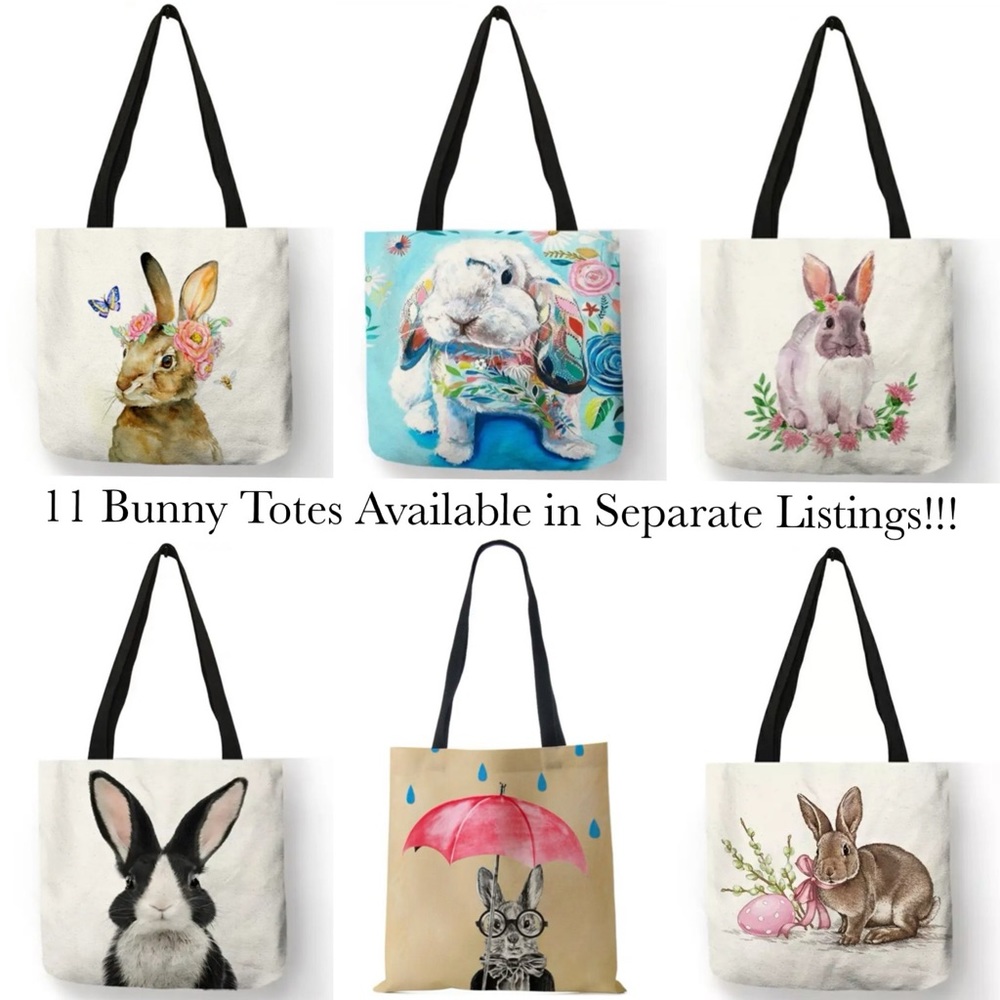Eco-Friendly Bunny with Pink Egg Folding Tote Bag - Picture 12 of 13